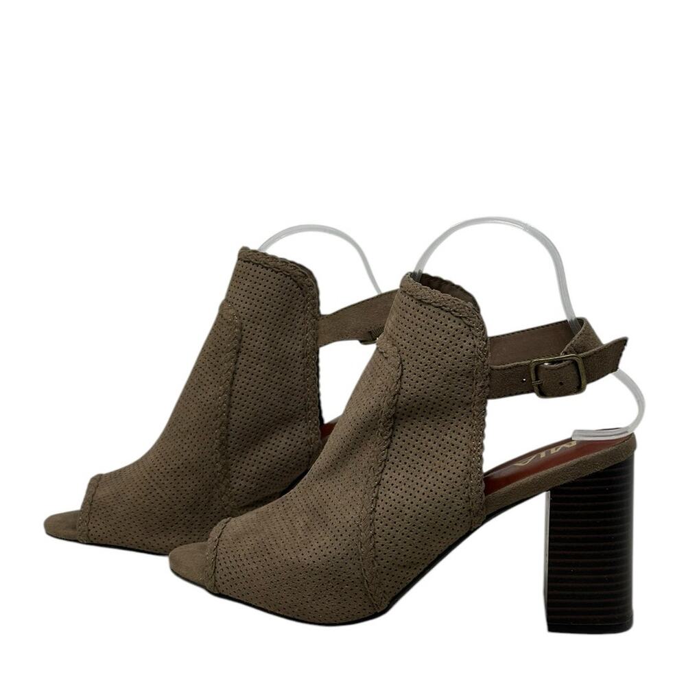 MIA Pat Brown Vegan Suede Open Toe and Heel Booties Sandals Size 10M